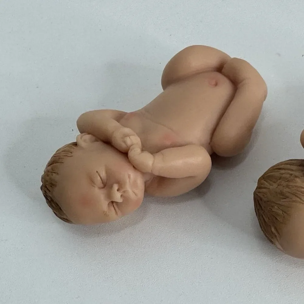 Realistic Sleeping Baby Boy Girl Cake Topper Twins Baby Showers Birthday Resin